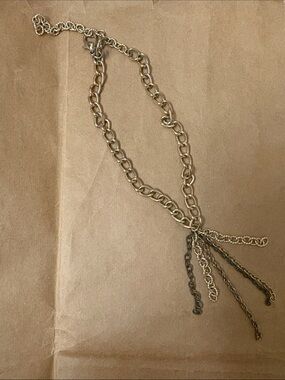 Hand-Crafted Gold-Tone Chain Necklace with Multi-Tassel Detail Women's Necklace